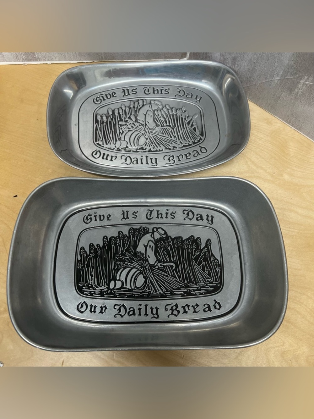 Wilton Pewter Give us this Day our Daily Bread Plates set of Two